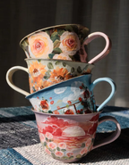 Rose Daisy Oil-Paint Latte Cup