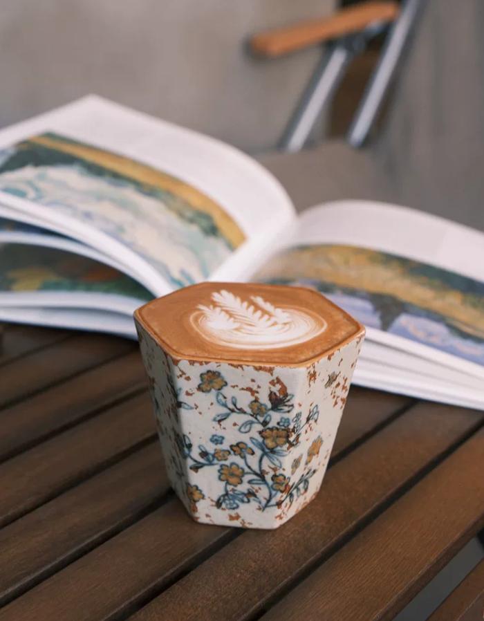 Indigo Hexa Handheld Ceramic Cup
