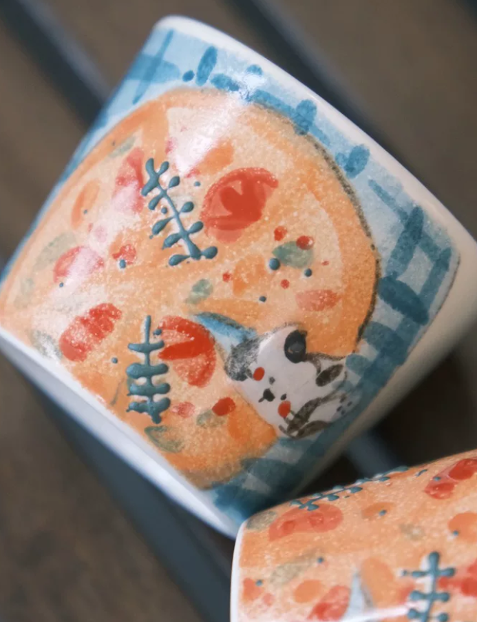 Pizza Pup & Cat Handheld Choko Mug